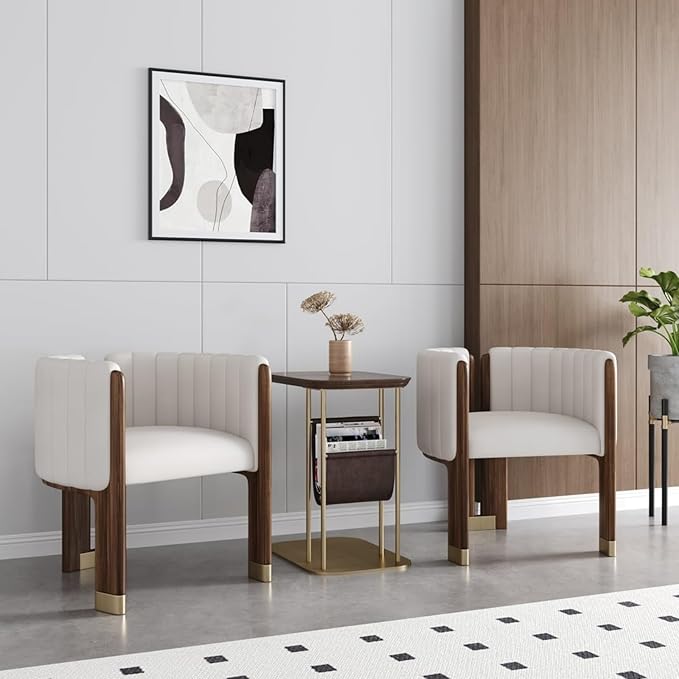 homary Velvet Fluted Accent Chair for Living Room with Wood Frame, High Resilience Foam, Elegant Modern Armchair (White)