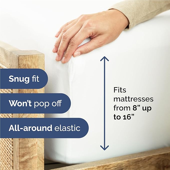 Full 6 Piece Sheet Set - Cooling, Comfy & Breathable - Hotel Luxury Bedding, Includes Fitted Sheet for Women, Men, Kids and Teens - 1 Flat, 1 Fitted Sheet, 4 Pillowcases with Deep Pockets - White