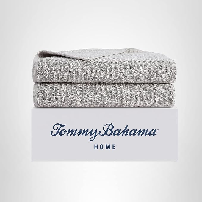 Tommy Bahama - Bath Towels, 100% Soft & Absorbent Cotton with Zero Twist Construction, Medium Weight Bathroom Towels (Northern Pacific Pelican Grey, 2 Piece)