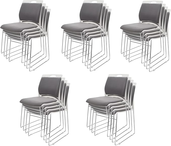 20 Stacking Chairs Stackable for Waiting Room, Office Home Guest Chair, Reception Chair, Waiting Room,Multi-Purpose Room,Break Room,Training, Cafeteria with1102LB Capacity - Gray