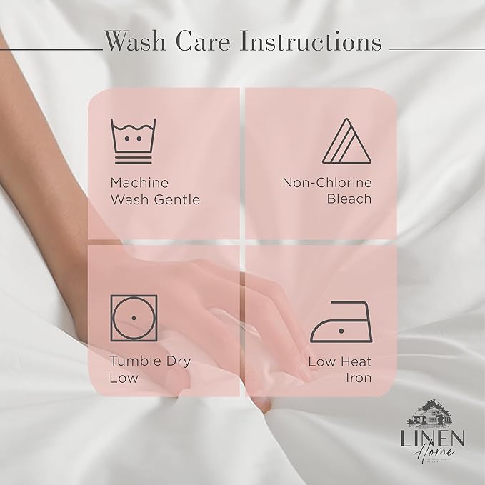 Linen Home 100% Cotton Percale Sheets California King Size, English Rose, Deep Pocket, 4 Pieces Set - 1 Flat, 1 Deep Pocket Fitted Sheet and 2 Pillowcases, Crisp Cool and Strong Bed Linen
