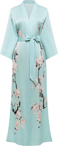 BABEYOND Kimono Robe Cover up with Box Long Floral Satin Sleepwear Silky Bathrobe Bachelorette Robe