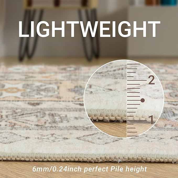 zesthome 6x9 Area Rug, Super Soft Washable Rugs for Living Room, Non-Slip Stain Resistant Vintage Rugs, Ultra-Thin Large Area Rugs
