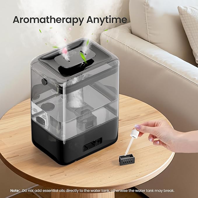 Smart Humidifiers for Bedroom Home, 6L Cool Mist Top Fill Humidifier Large Room with Essential Oil Diffuser, Touch/APP/Voice Control, NightLight Humidifiers for Nursery & Plants (Black, 1Pack)