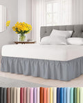 Wrap Around Dust Ruffle Bed Skirt - Steel Blue - Twin/Twin XL Size Beds w/ 12 Inch Drop - Easy Fit Elastic - Adjustable Pleated Bedskirt w/Brushed Fabric - Wrinkle Free, Women, Men, Kids & Teens