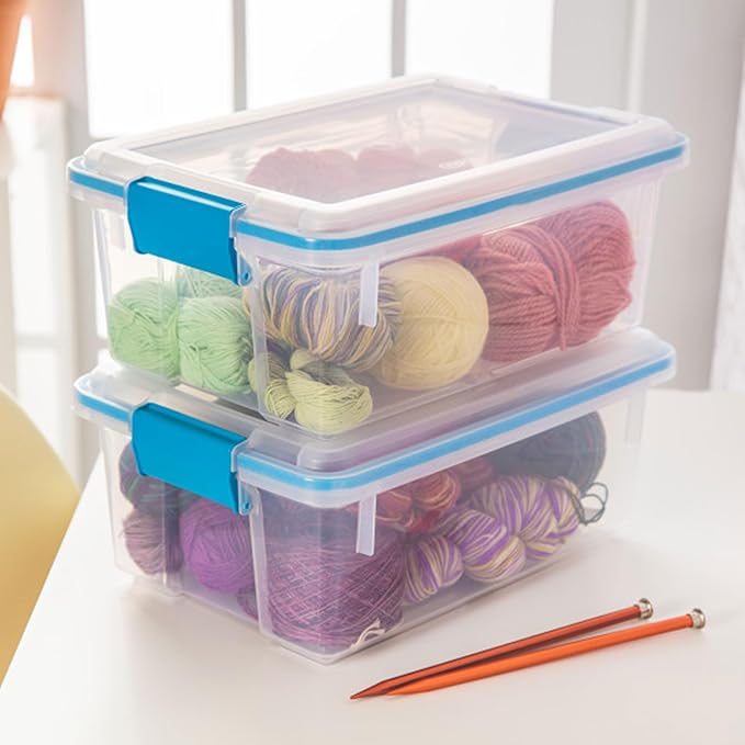Sterilite 12-Pack Gasket Box, Weather-Resistant Storage Bins with Latching Lids, 12 Quart - Heavy-Duty Organizing Containers for Closet, Bathroom, and Office