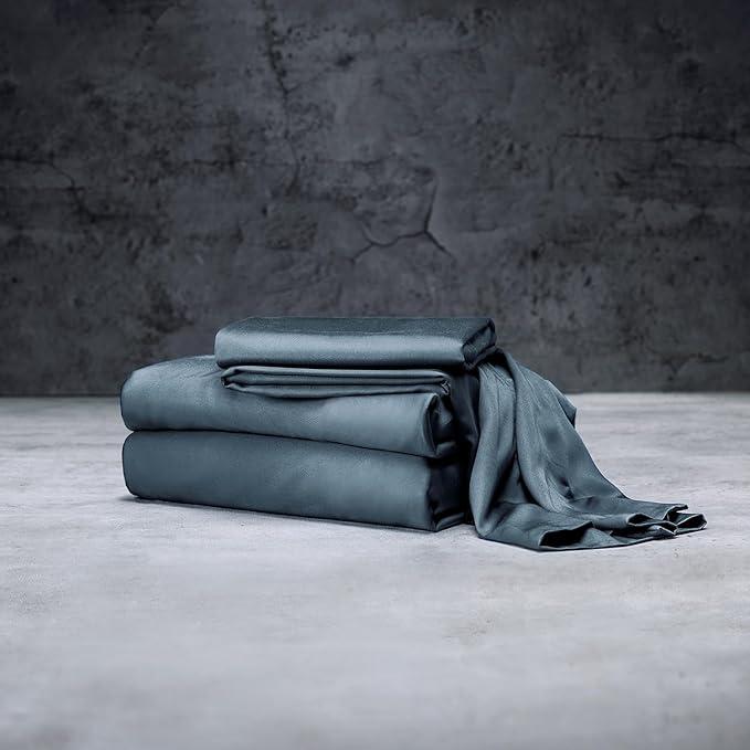 LUXOME Luxury Sheet Set | 100% Viscose from Bamboo | Queen Size - Ocean | Deep Pockets | 4-Piece Set (Fitted, Flat, 2 Pillowcases)