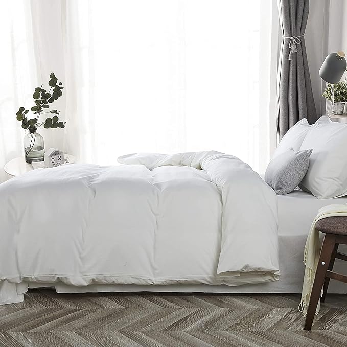 1000 Thread Count Super King Duvet Cover Set 100% Egyptian Cotton, True Luxury Hotel Quality Duvet Cover with Pillow Shams - 5 Pieces Comforter Cover with Zipper Closure (White)