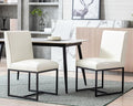 CIMOTA Modern Dining Chairs Set of 2, Leather Dining Room Chairs Upholstered Armless Guest Side Chair with Black Base for Dining Room/Kitchen, Cream 2PCS
