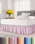 Wrap Around Dust Ruffle Bed Skirt - Light Pink - for Queen Size Beds with 21 Inch Drop - Elastic Strap - Adjustable Pleated Bedskirt with Brushed Fabric and Wrinkle Free - For Women, Men, Kids & Teens