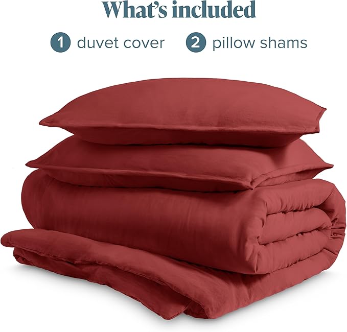 Bare Home Microfiber Duvet Cover Set - Ultra Soft Washed Microfiber - Oversized King Size - Linen-Like Look - Easy Care - Breathable Fabric - Our Softest Duvet Cover Set (Oversized King, Rosewood)