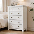White Dresser for Bedroom,5 Chest of Drawers Dresser,Tall Nightstand Modern Clothes Organizer Cabinet Dressers for Bedroom,Closets,Hallway