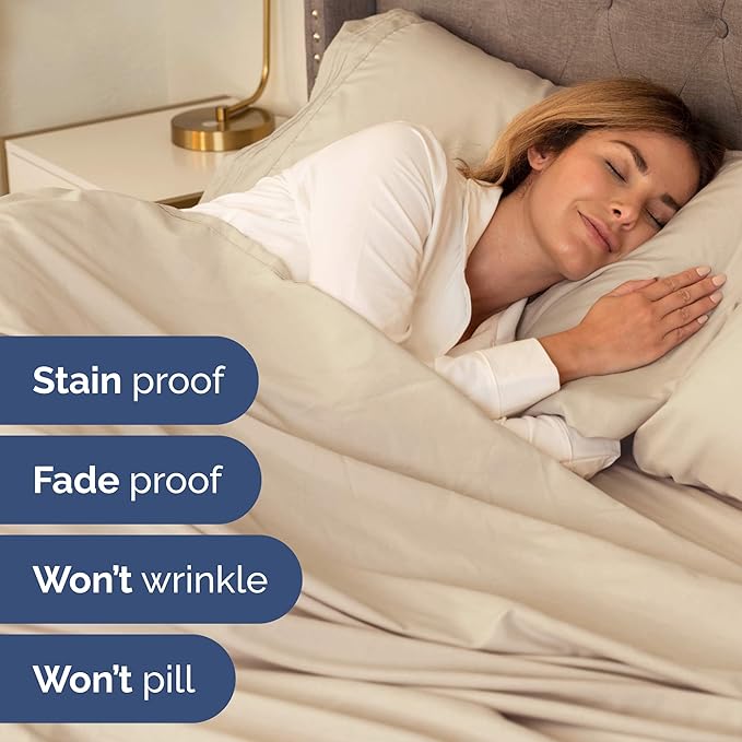 King Size 4 Piece Sheet Set - Comfy Breathable & Cooling Bed Sheets Set - Hotel Luxury Bedding for Women, Men, Kids, Teens, Boys & Girls - Deep Pockets, Ultra-Soft and Wrinkle Free - Oeko-Tex - Wheat