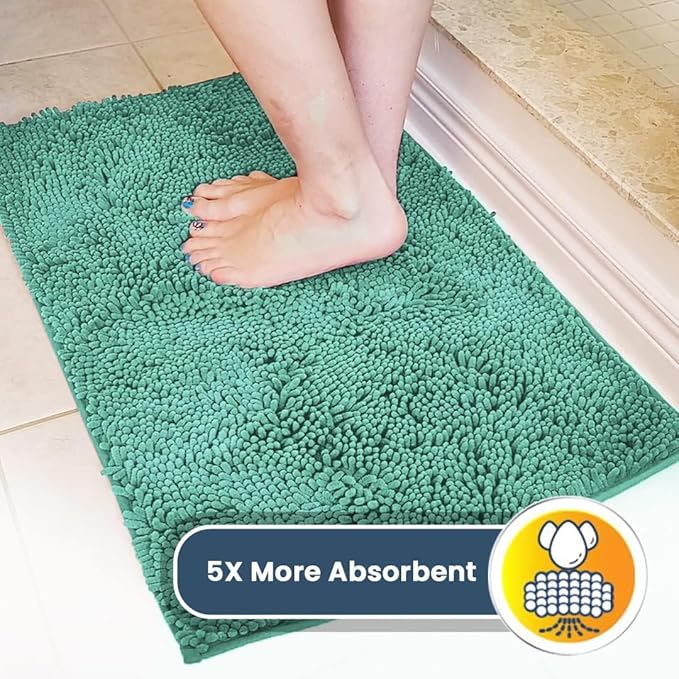 Muddy Mat® | Super Absorbent Door Mat Indoor, Microfiber Quick Dry Chenille Entryway Rug, Non-Slip Front Door Mat, Indoor Mats for Entryway, Machine Washable Pet Rug, Seafoam Green 36" x 120"