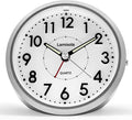 4 Inch Analog Battery Travel Alarm Clocks for Bedrooms, Small Desk Clock, Alarm Clocks for Bedrooms Bathroom Kithchen Home Office, Old School Bedside Table Nightstand Clock Decor, Silver