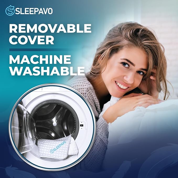 Sleepavo Adjustable Shredded Memory Foam Pillows Queen Size Set of 2 - Extra Soft Cooling Bed Pillows for Sleeping - Back, Stomach, Firm Side Sleeper, Comfy Cool - 2 Pack Best Sleepy High Loft Pillow
