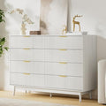 LYNSOM Fluted 8 Drawer Dresser for Bedroom, 55" Wide Modern Chest of Drawers with Curved Profile Design and Metal Handles, Wood Dresser TV Stand & Storage Organizer for Bedroom, Hallway, White