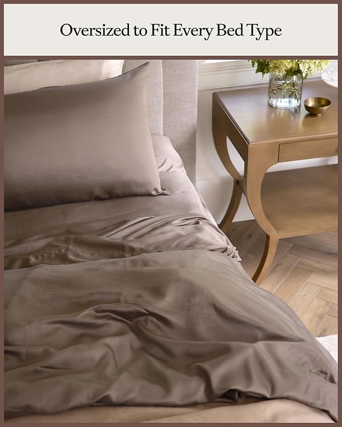 Cozy Earth Luxury Duvet Cover King - 100% Viscose from Bamboo - Ultra-Soft, Cooling & Lightweight Duvet Cover - Temperature-Regulating Bedding with Concealed Zip & Interior Snap Closures - Walnut
