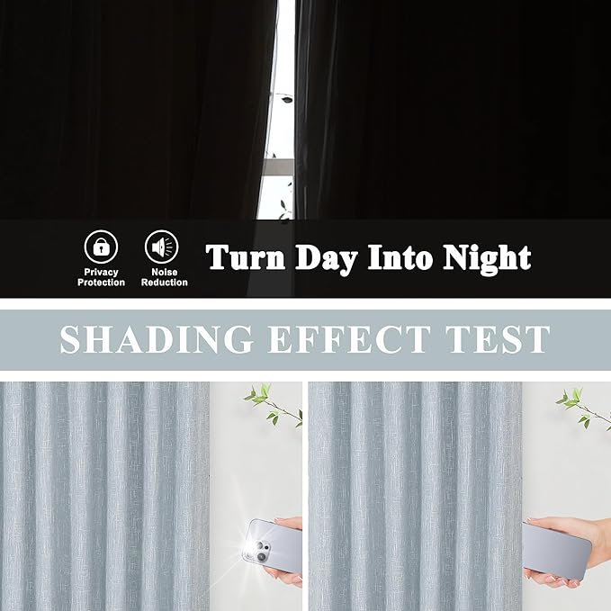 Vision Home Chambray Blue Full Blackout Curtains 84 inch for Bedroom Living Room Darkening Soundproof Window Panels Thermal Insulated Rod Pocket Back Tab Grayish Blue Drapes 2 Panels 50" Wx84 L