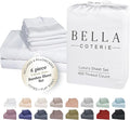 Bella Coterie 6 Piece Luxury Bamboo Viscose California King Size Sheet Set | 100% Organically Grown | Cooling for Hot Sleepers | 18" Deep Pocket | Soft & Hypoallergenic | 4 Pillowcases [White]