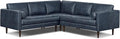 Poly & BARK Napa 98” Leather Corner Sectional Sofa – Full-Grain Italian-Tanned Aniline Leather, Feather-Down Comfort, Solid Wood Frame – Nightfall Blue