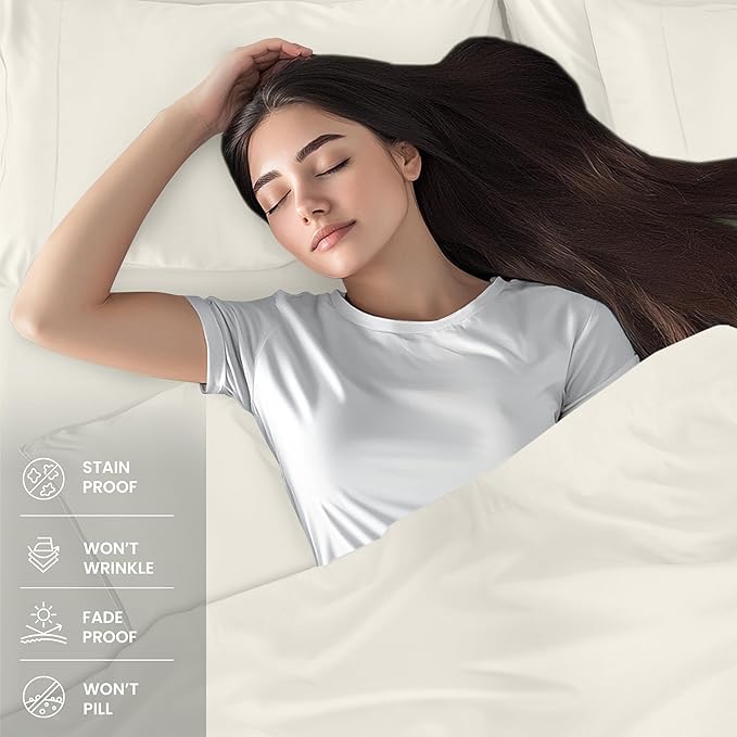 Utopia Bedding Full Sheet Set – 4 Piece Bed Sheets for Full Size Bed, Soft and Breathable Microfiber, Includes 1 Fitted Sheet, 1 Flat Sheet and 2 Pillowcases (Ivory)