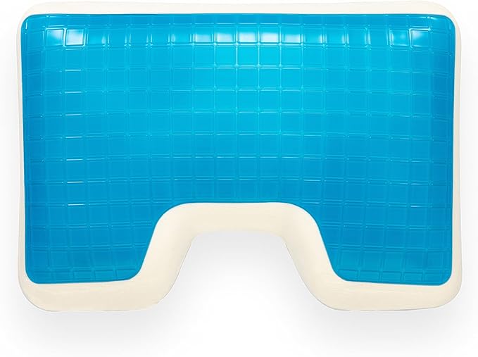 Wife Pillow - Insert Topper Only, Firm Cooling Gel / 80D Memory Foam Topper for Pillow That Stays Cold. Thin for Stomach Sleeper. Ergonomic, Neck U Shaped Cutout. Firm High-Density Layer Support
