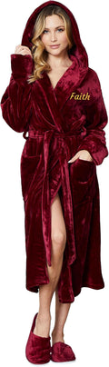 Lotus Linen Plush Robes for Women - Soft Bathrobe, Custom Monogram, Warm Fleece Robe with Pockets