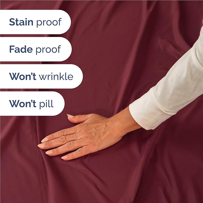 Twin XL 4 Piece Sheet Set - Cooling, Comfy & Breathable - Hotel Luxury Bedding, Includes Fitted Sheet for Women, Men, Kids & Teens - 1 Flat, 1 Fitted Sheet, 2 Pillowcases with Deep Pockets - Burgundy