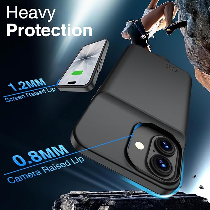GIN FOXI Battery Case for iPhone 17, Charging Case Charger 8500mAh Ultra-Slim Lightweight Powerful Battery Pack 15W Fast Rechargeable Anti-Fall TPU Juice Box for iPhone 17 (6.3") Black