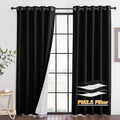 RYB HOME Dustproof Curtains for Large Window, Soundproof Thermal Insulated Blackout Curtains for Sliding Glass Door Furance Office Dorm Bedroom Living Room, Black, W62 x L95 inch, 2 Panels
