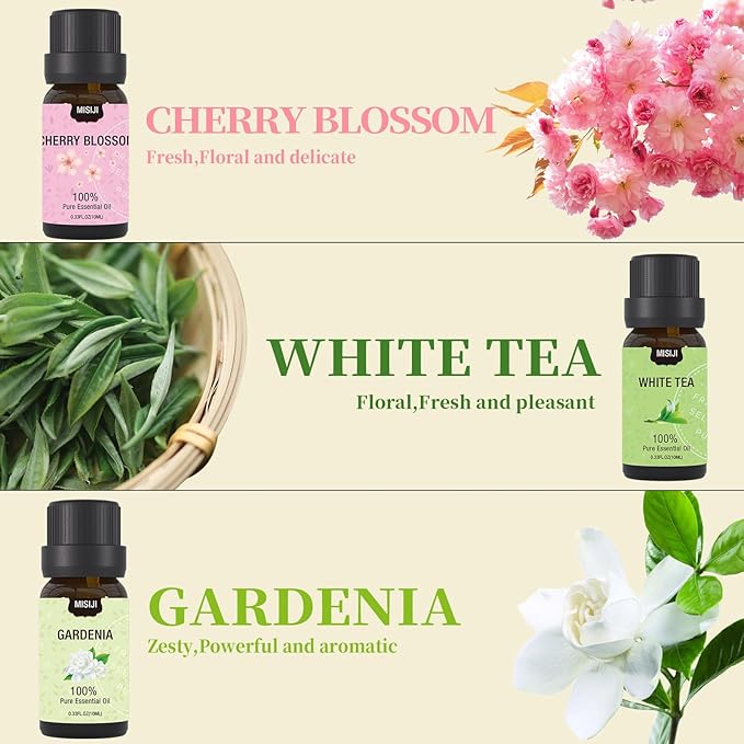 Essential Oils Set- Essential Oils for Diffuser for Home,Diffuser Oils Scents for Aromatherapy,Laundry,Candle&Soap Making,Humidifiers 6 X 10 ML