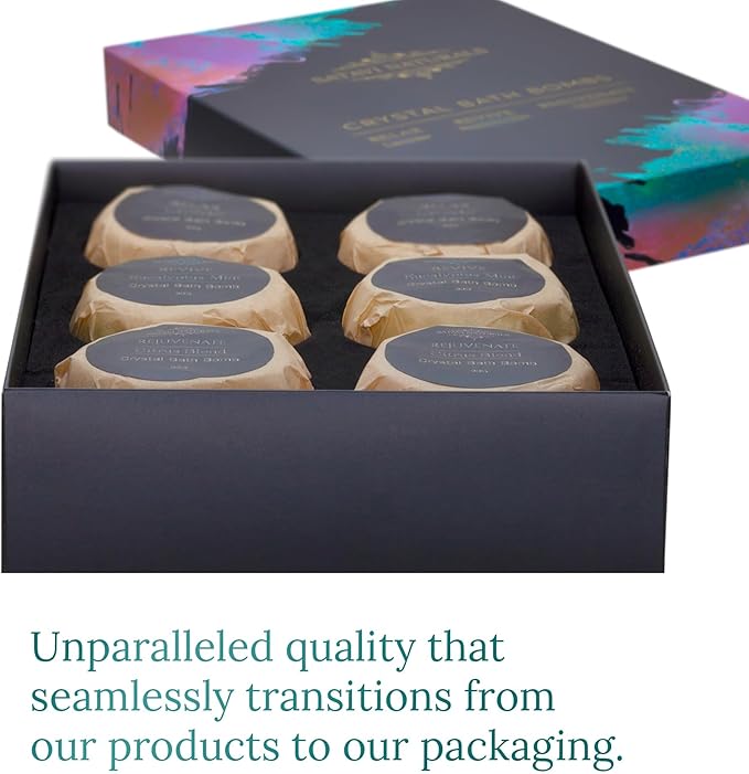 Crystal Bath Bombs Gift Set (6 Pack) – Luxurious Aromatherapy Bath Bombs with Nourishing Bath Salts | Lavender, Eucalyptus Mint & Citrus Blend | Spa Relaxation & Self Care Gifts for Women