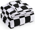Wemore Flannel Fleece Weighted Blanket for Adult Queen Size 20 lbs, Dual Sided Luxurious Checkerboard Grid Heavy Blankets, Ultra Soft Throw Blanket, Plaid Black, 60 x 80 inches