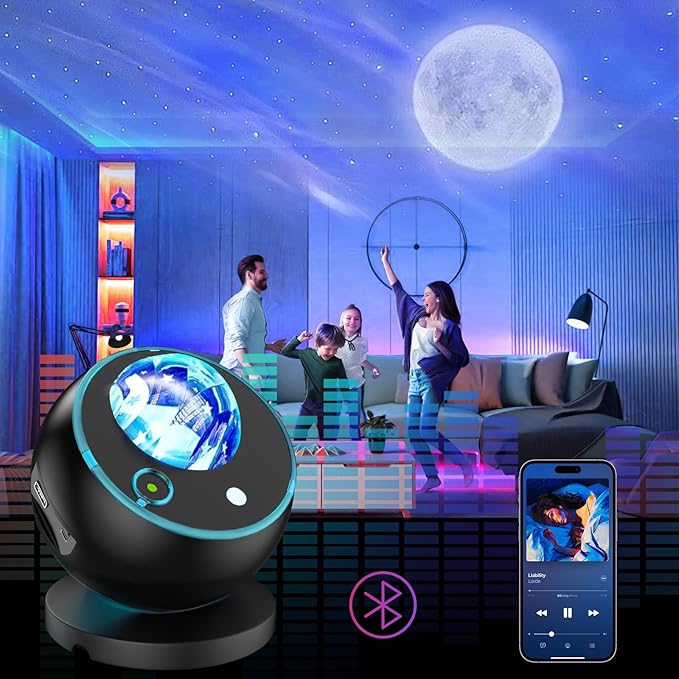 Northern Lights Projector Galaxy Projector for Bedroom, 3 HD Projection Lenses,16-Color Moon Light,USD&Bluetooth Str Projector Galaxy Lights,Star Lights,Ambient Lighting,Lights for Bedroom