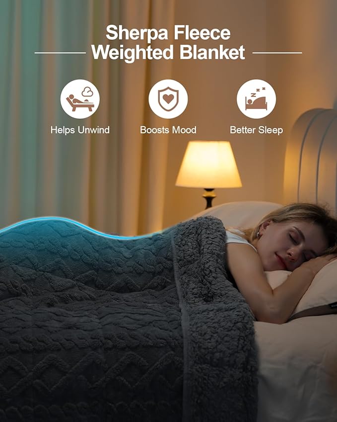 Super Fuzzy Soft Sherpa Fleece Weighted Blanket, 20 lbs Dual Sided Fluffy Heavy Weighted Blankets for Adults - No Bunching with Double Layers of Soft Inner Lining (80"x 87", 20 Pounds)