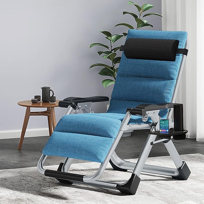 DoCred Comfy Chair, Folding Chair Recliner Chair for Bedroom and Living Room, Folding Reclining Patio Chairs Lounge Chair with Removable Cushion for Indoor Outdoor