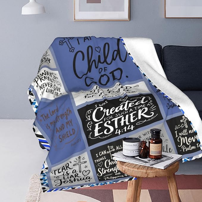 Christian Throw Blanket for Couch, Inspirational Gift for Women, Super Soft Plush Flannel Blanket, 30"x 40" Thoughts and Prayers Blankets for Bedroom Sofa Living Room Decoration