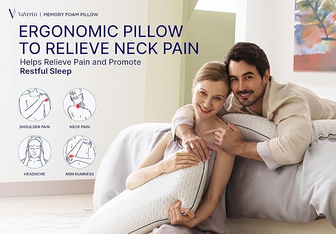 Cooling Gel Memory Foam Pillow | 1-Pack | Standard Size Bed Pillows For Sleeping | Medium-Firm | Back, Stomach and Side Sleeper Pillow | Shoulder & Back Pain Relief | Washable , Bamboo Viscose Cover