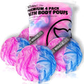 Loofah Sponge Bath Sponge for Women Men 4 Pack (Blue Pink Conbine)