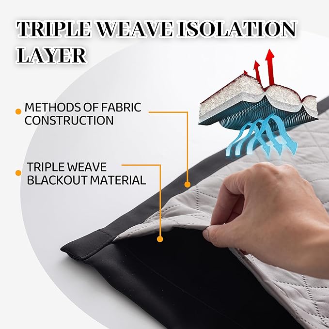 3-in-1 100% Blackout Curtains 120 Inches Long, Thermal Insulation, Soundproof Back Tab Drapes for Bedroom Living Room Sliding Glass Door, with Pin Hooks, Beige 50x120 Inch 1 Panel