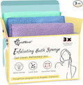 Evridwear Exfoliating Bath Sponge, Daily Skincare Body Scrubbers Loofah Shower Pads with Strap for Body Cleansing, Dead Skin Cell Remover, 3 Count Value Pack(Macaroon)