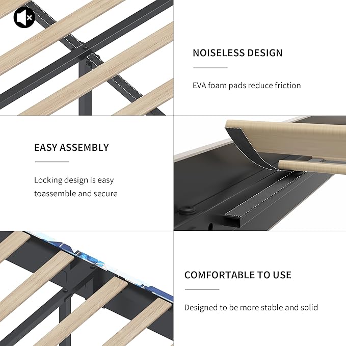 Queen Size Floating Bed Frame with LED Lights & USB Charging Ports, Upholstered Platform Bed with Storage Headboard & Hidden Shelves, Modern Floating Design for Bedroom or Guest Room, Beige