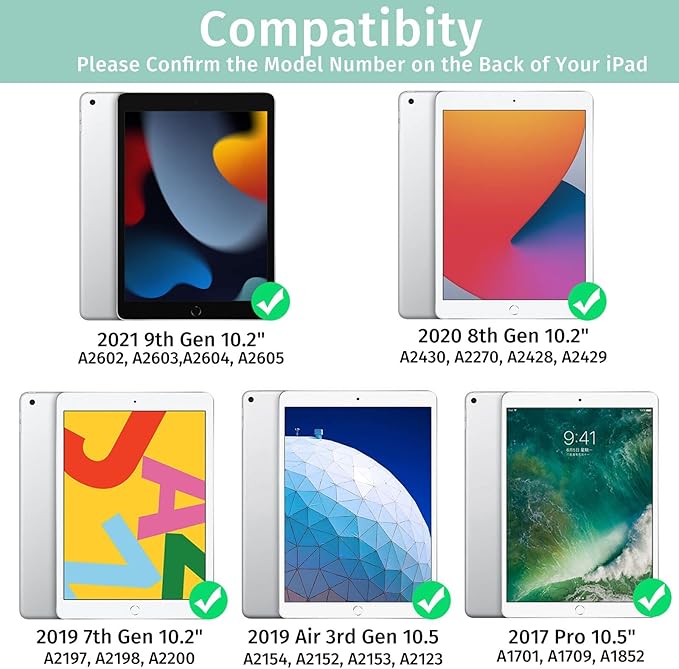 OYEEICE Keyboard Case for iPad 9th Generation - Detachable Wireless Backlit Keyboard, Upgraded Magnetic Cover with Pencil Holder for iPad 9th/8th/7th Gen, iPad Pro 10.5" & iPad Air 3rd Gen - Green