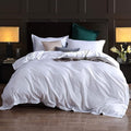 1000 Thread Count Oversized King Duvet Cover Set 100% Egyptian Cotton True Luxury Hotel Quality 1 Duvet Cover with 4 Pillow Sham - 5 Pieces Comforter Cover with Zipper Closure (White)