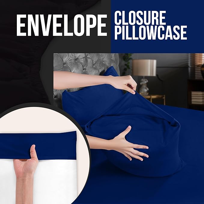 Utopia Bedding Queen Pillow Cases - 4 Pack - Envelope Closure - Soft Brushed Microfiber Fabric - Shrinkage and Fade Resistant Pillow Covers Queen Size 20 X 30 Inches (Queen, Royal Blue)