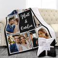 Custom Sherpa Fleece Blanket with Photos and Text - Soft Warm Fuzzy Personalized Couples Gift for Boyfriend Girlfriend - Customized Picture Blanket for Birthday Anniversary Christmas