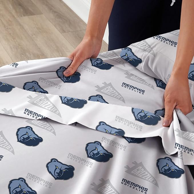 Northwest Officially Licensed Memphis Grizzlies NBA Twin Size Sheet Set – Soft Team Logo Bedding for Dorms, Bedrooms, Fan Caves & Game Day Style