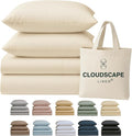 Cloud Scape Linen 100% Egyptian Cotton King Sheets Set – 400 Thread Count, 4-Piece Soft Hotel Quality Bedding Set,Deep Pockets up to 16”, Ivory