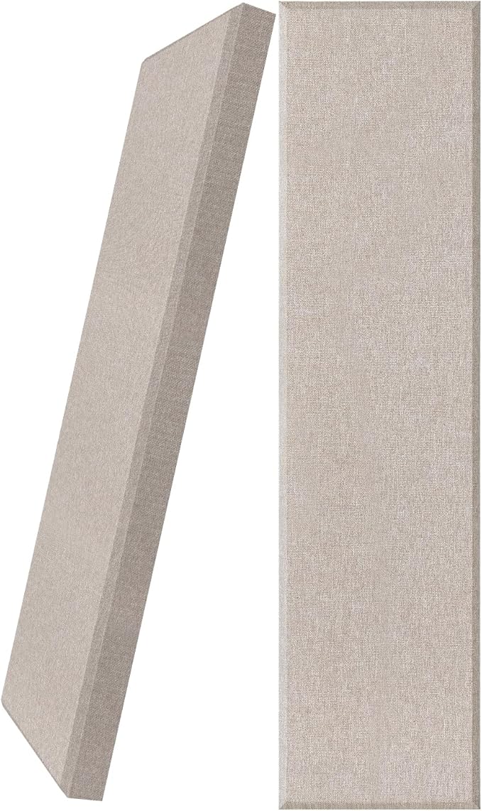 UMIACOUSTICS 2 PCS Fiberglass Acoustic Panels, 48x12x2 Inches Sound Absorbing Panels, Sound Proof Panels for Studios, Office, Home Theater. (Linen)